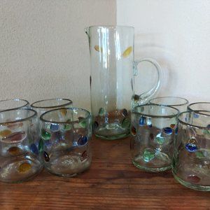 Starbucks Beverage Pitcher and 8 Glasses - Vintage